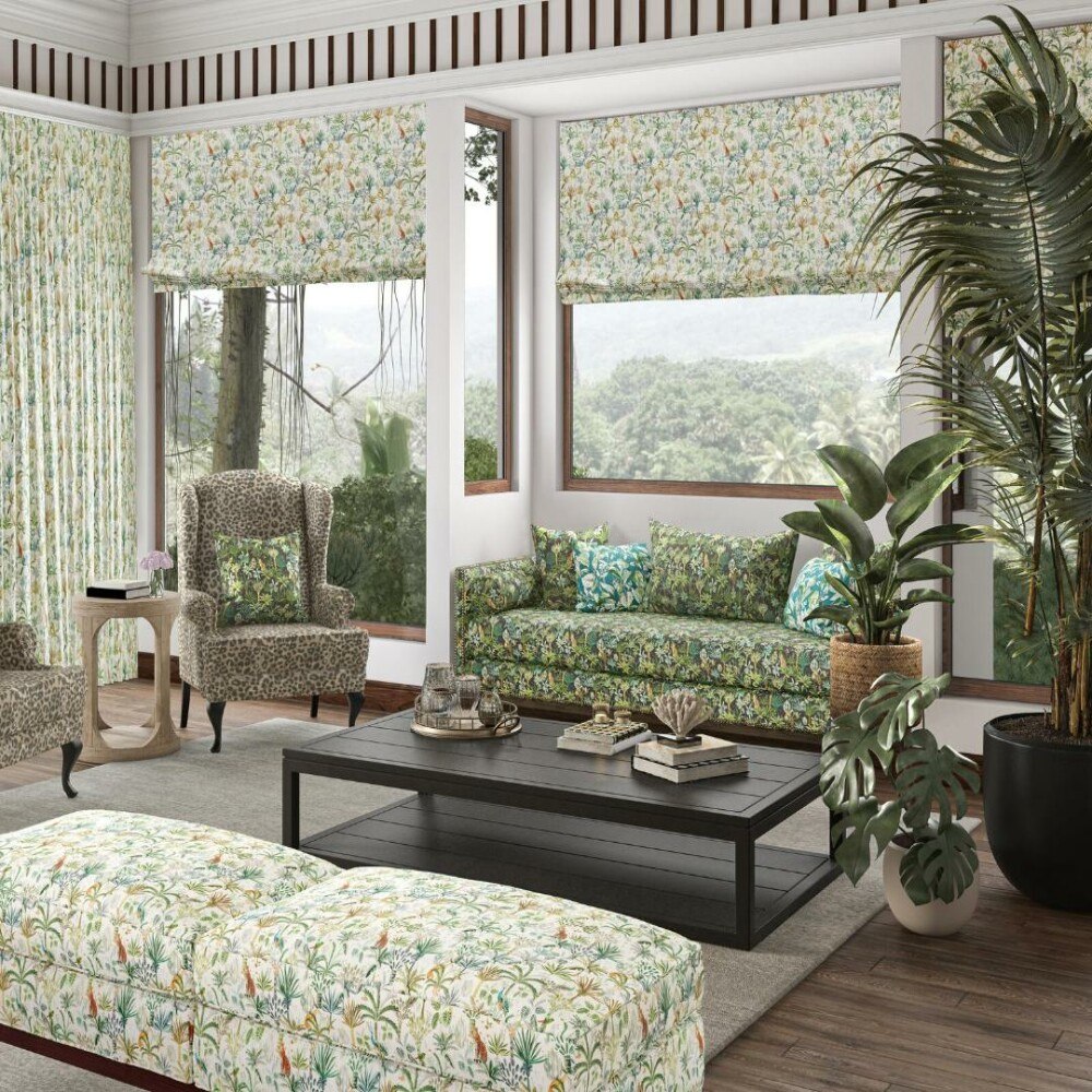 2 sunray rustic fabric roman blinds 1