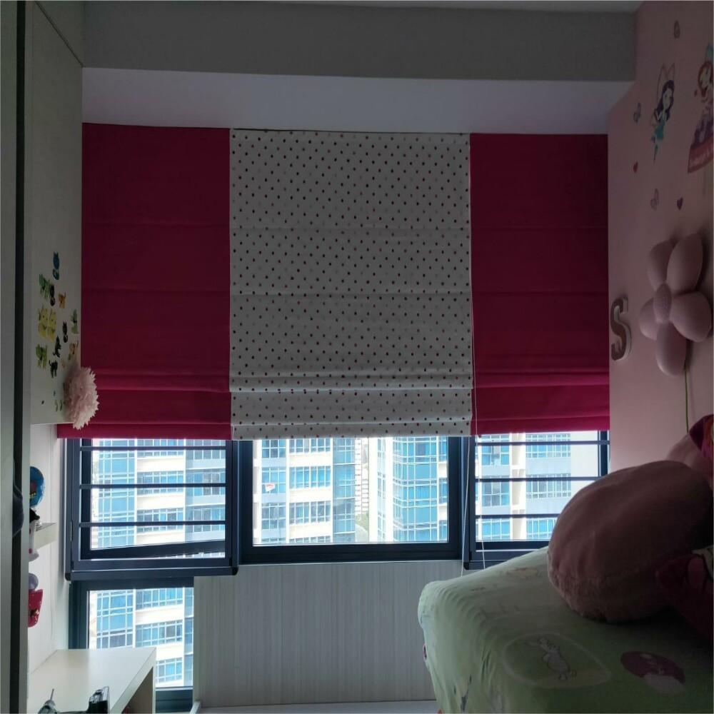 6 sunray roman blinds pink