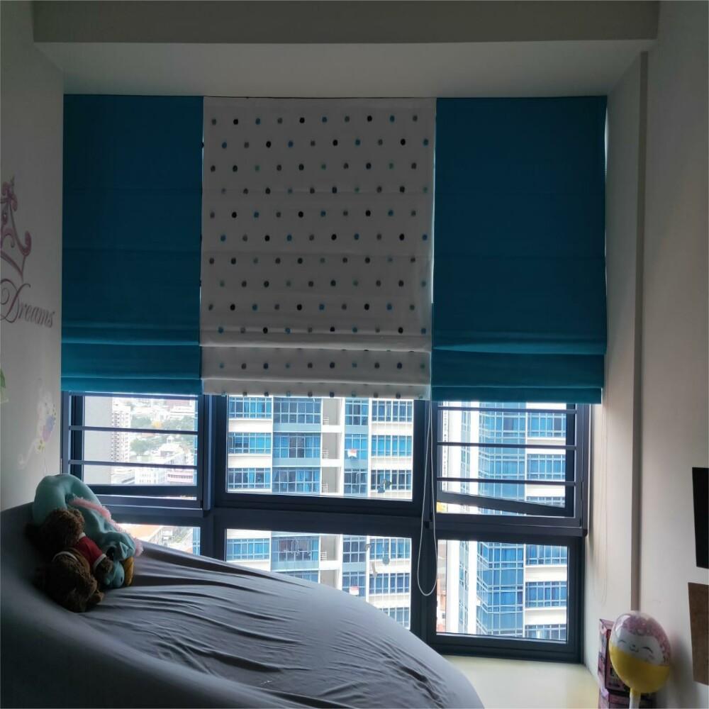 7 sunray blue roman blinds