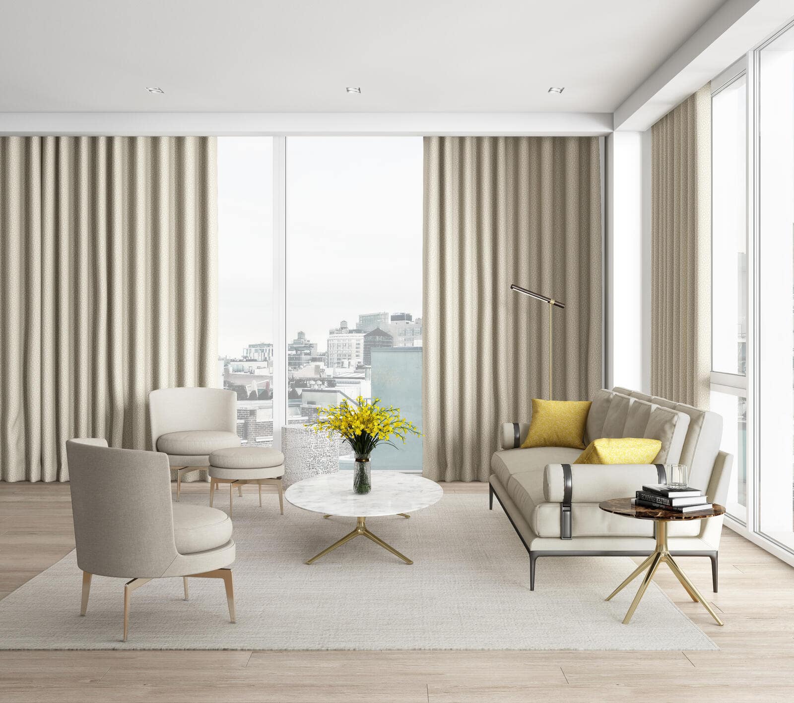 beige curtain living room design Sunray